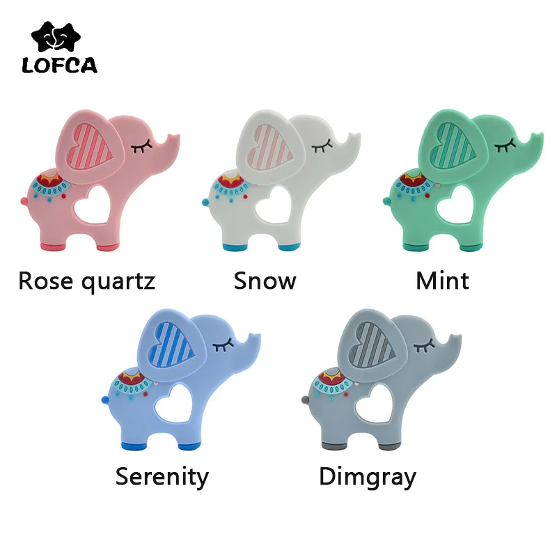 

LOFCA 1PC Silicone New Elephant Pacifier Clip Baby Teether Baby Food Grade Silicone Carrier Baby Teething Toy Nursing Necklace