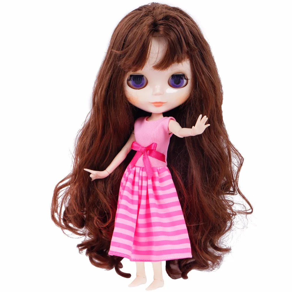 Милое розовое летнее Полосатое мини-платье с бантом вечерние юбки Повседневная кукольная одежда для кукла блайз 11,5 дюйма игрушка