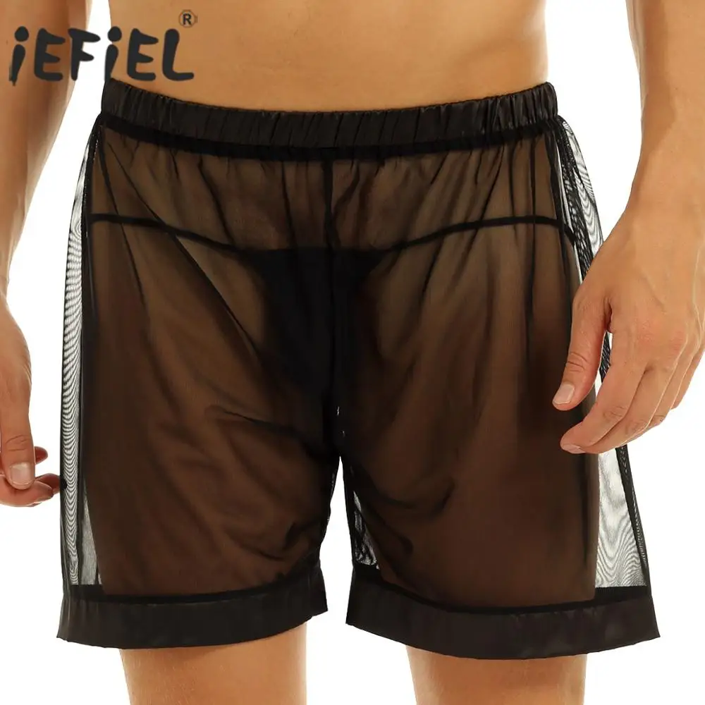 IEFiEL Мужское нижнее белье сексуальные трусы гей Wetlook Клубная одежда прозрачные
