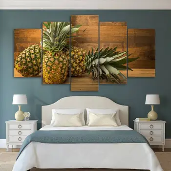 

5 canvas Painting Pineapple Fresh Fruit Canvas Print Modern Living Picture wall Pictures(No Frame)