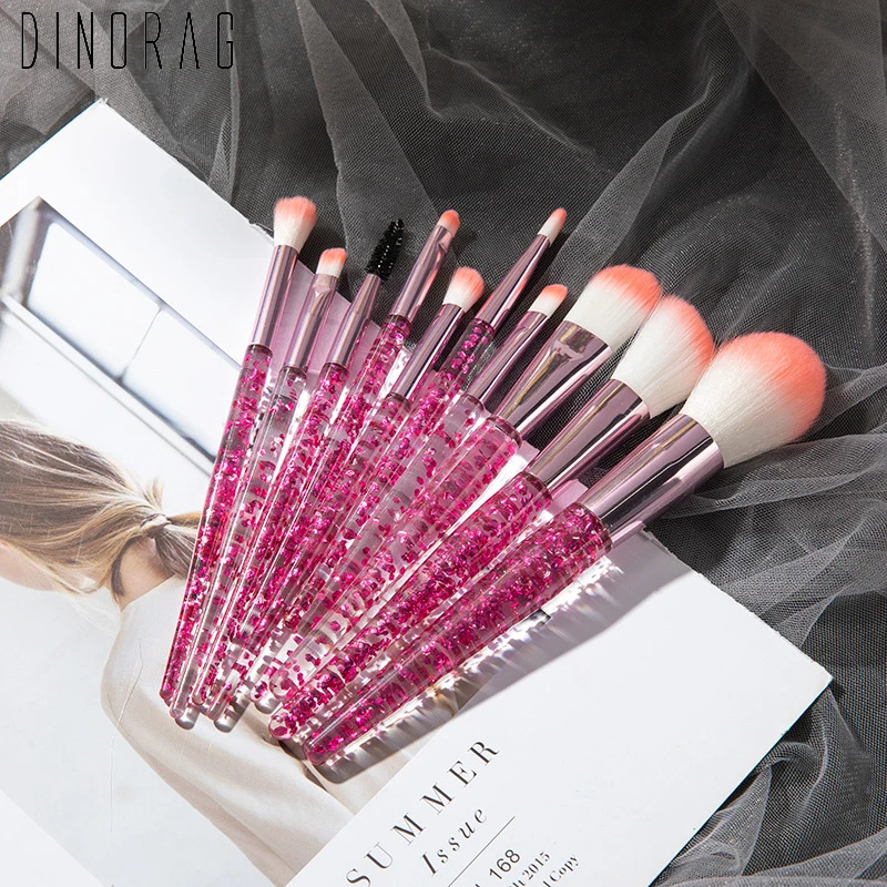 Dinorag Makeup Brushes 10pcs Eye Set Crystal Handle Powder Brush Face Concealer Tools | Красота и здоровье