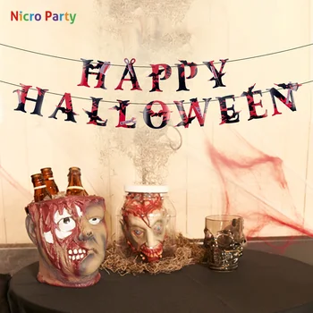 

Nicro Happy Halloween 2020 New PVC Bleeding Party Garland Banner Home Bar Party Decoration Decor Supplies #PG82