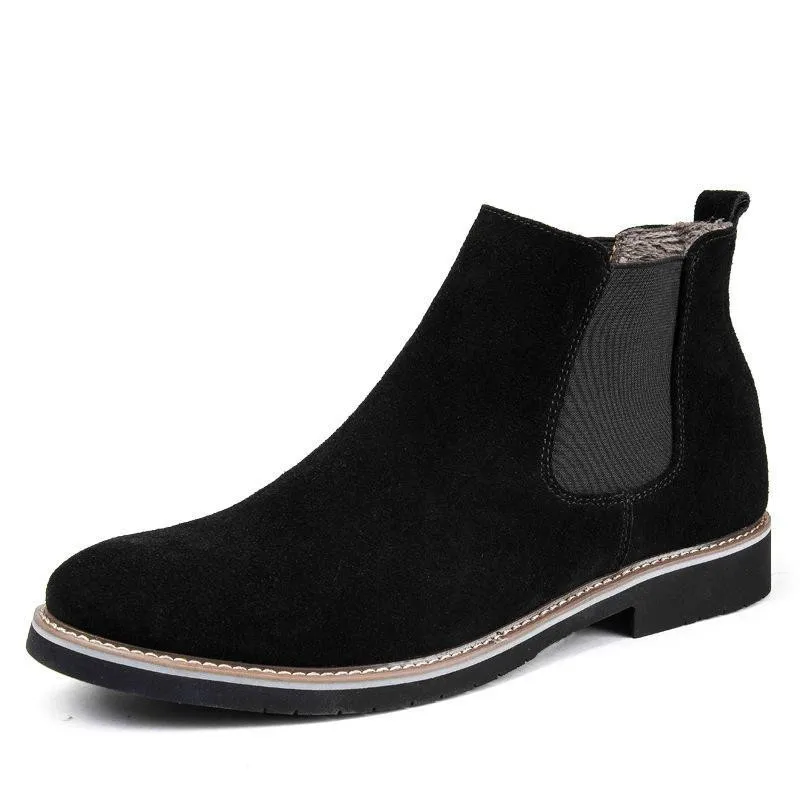

Flat Martin Boots Leather Men's Boots Slip-on Trend British Sleeve Daily Casual High Man Shoe Sewing Men Chelsea Boots