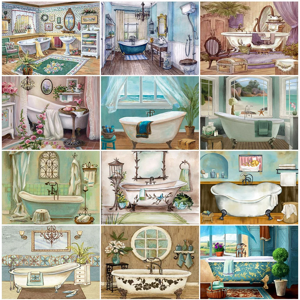 EverShine Diamond Painting Full Drill Square Bathroom 5D DIY Diamond