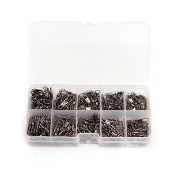 

SEWS-200 Pcs/Boxes Fishing Accessories Swivels Rings Solid Fishing Connector Fishing Swivels Snap Connectors Fishing Tackle Box