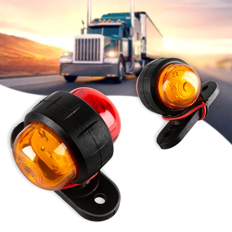 Hot sale 2pcs Red Amber Corner Side Marker LED Light Outline Lamp Truck Trailer Van Bus 12V