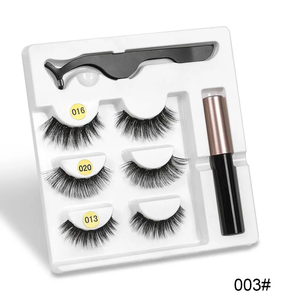 Magnetic Eyelashes Natural Waterproof Full Eye Magnetic Lashes Ultra Thin Fake Lashes With Eyeliner Eyelash Tweezers