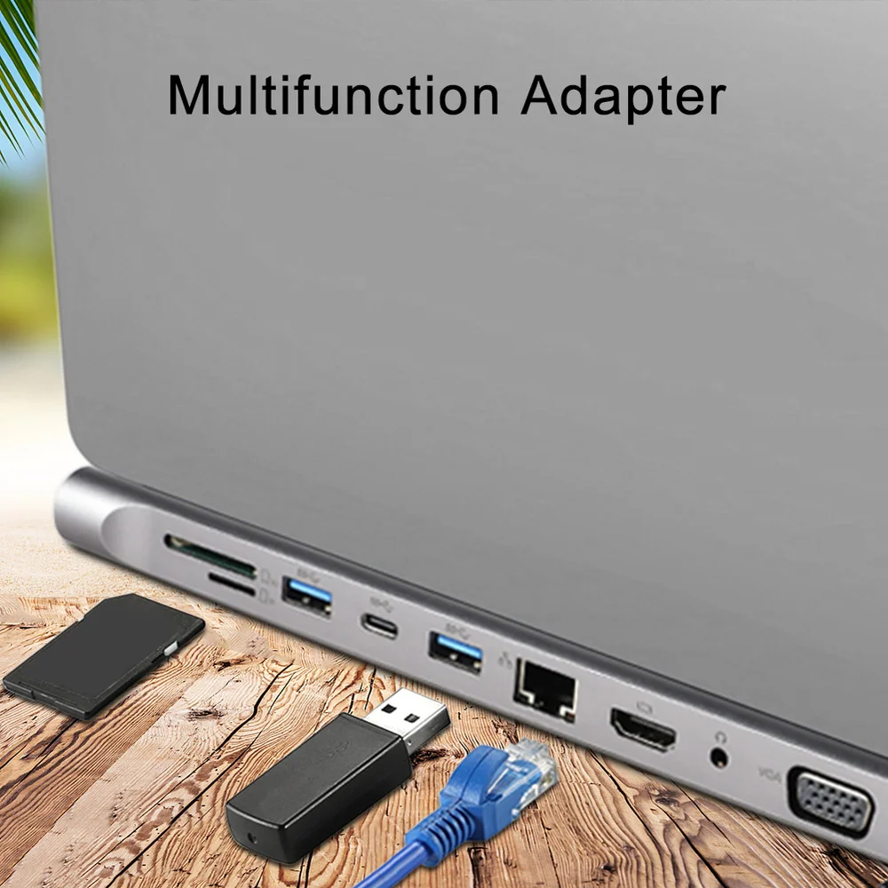 USB-C концентратор type C концентратор USB 3,0 Thunderbolt HDMI VGA 3,5 мм аудио RJ45 адаптер для MacBook Pro samsung Galaxy S9 USB C концентратор