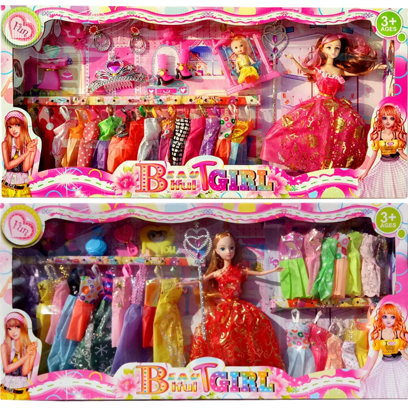 

Q28 Doll with Little Doll with Accessories Little Beauty Gift Box Solid Doll with Clothes Replaceable