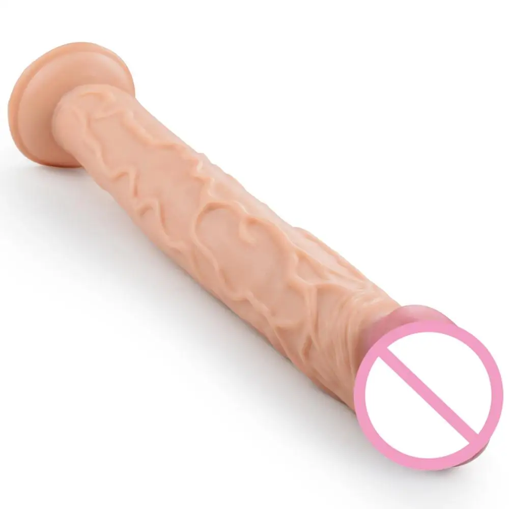 ANNGEOK Super Long Thick Dildo Metal Sex Machine Attachment Realistic Men Flesh Dildo Accessories for Love Machine AN-R14