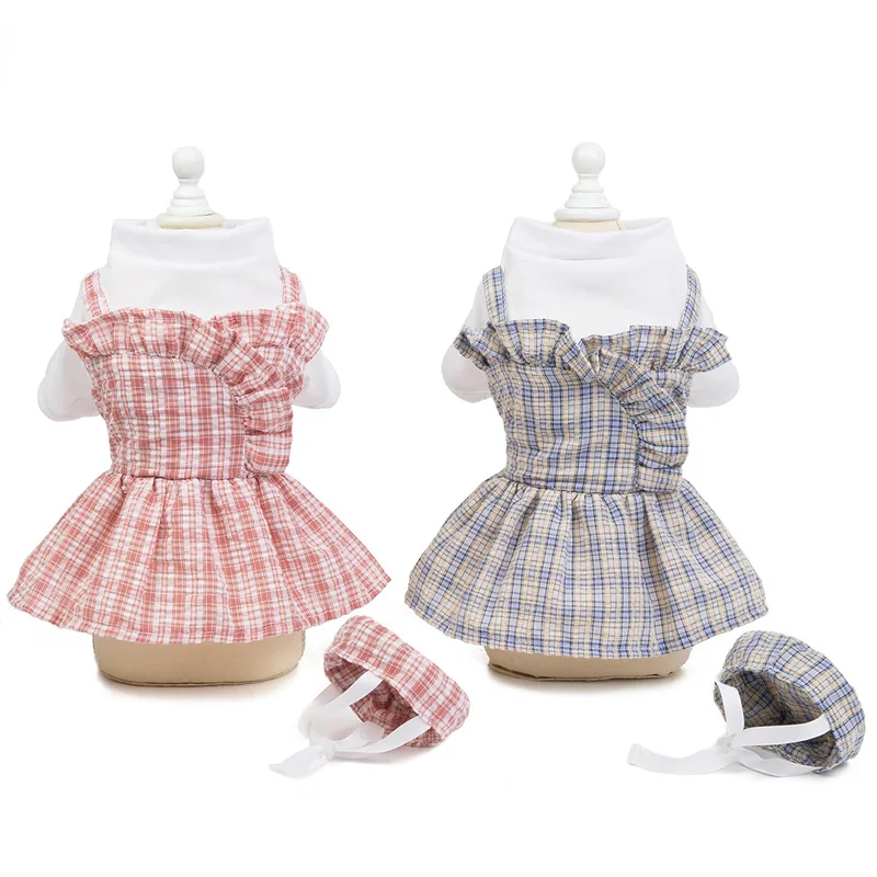 Ropa de primavera y novedad de verano para mascotas, modelos finos, vestido a cuadros para mascotas pequeñas y medianas, Chihuahua de peluche, ropa para perros pequeños