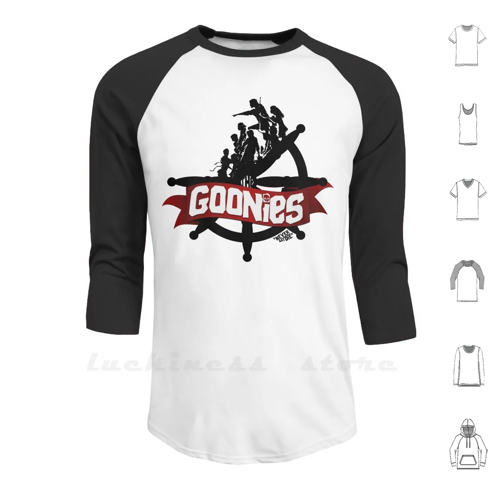 La Felpa Con Cappuccio Goonies-V2 A Maniche Lunghe Goonies The Goonies Mikey Sloth Data Mouth Brand Andy George Never Say Die