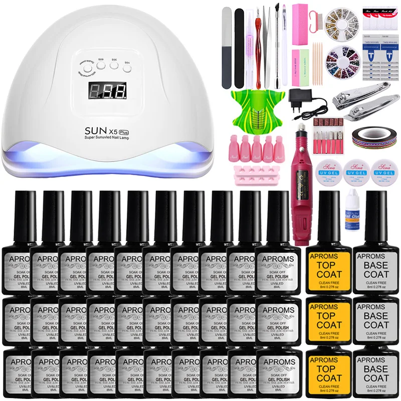 PROD 1005001340460083 Manicure Set Nail Kit Nail Gel Polish Set Nail
Kit Set Electric Nail Drill Machine 54W 36LEDs UV LED Nail Lamp Dryer
Salon Kit