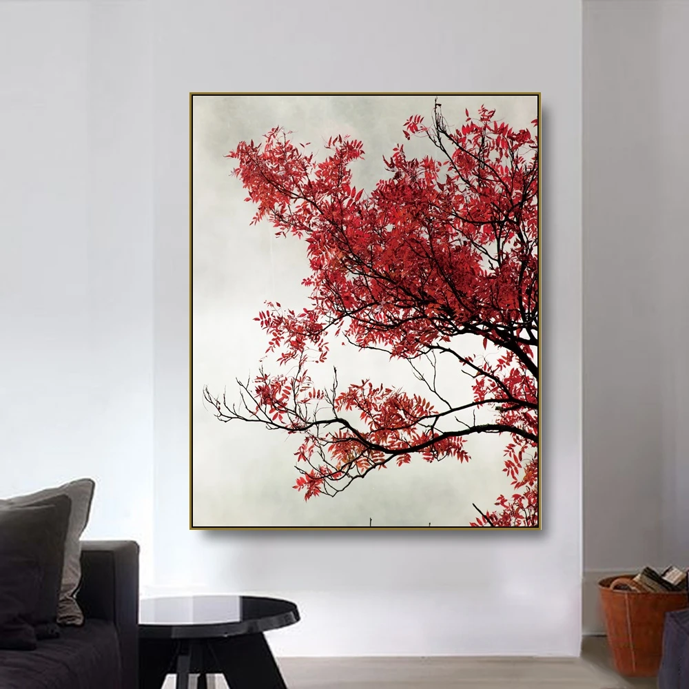 Cassisy Canvas Art Painting? Red maple?Poster Picture Wall Decor Modern Home Decoration Gift For Living room Office