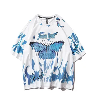 

NAGRI Flame Butterfly Street Fashon T-shirt Men 2020 Summer Crew Neck Men's Tshirt Hip Hop Tee Shirts M L XL XXL