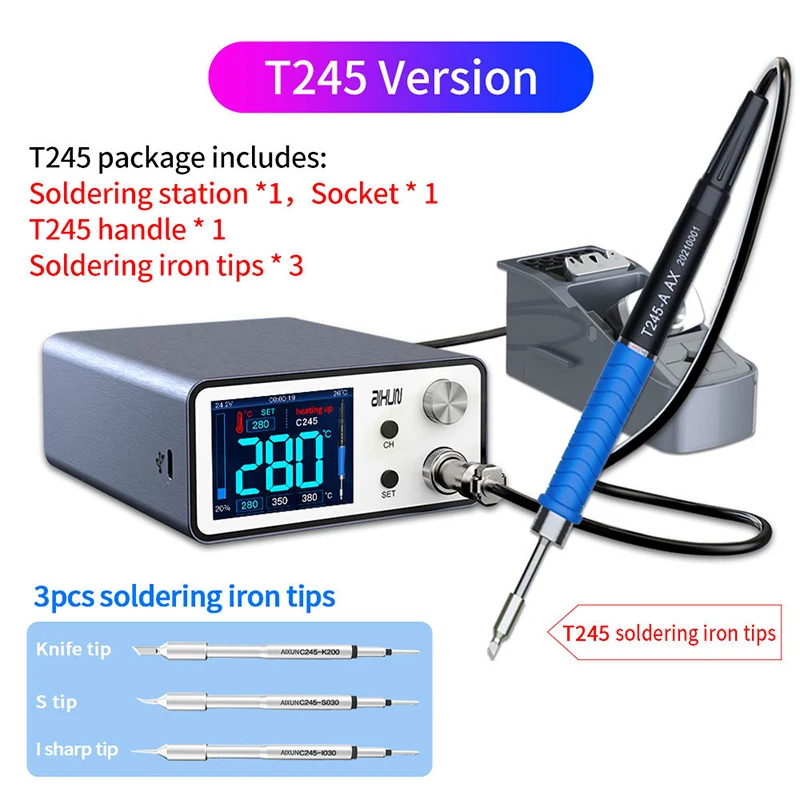 JCID AIXUN T3A Intelligent Soldering Station Support T12/T245/936  Handle Soldering Iron Tips Electric Welding Iron Station cheap stick welder Welding Equipment