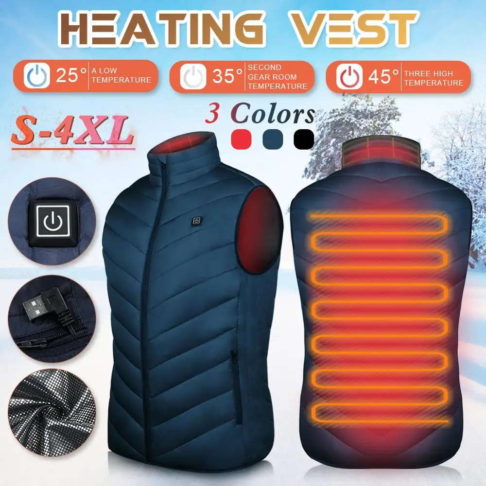 

Man Woman Outdoor Electric Heated Vest USB Heating Vest Winter Thermal Cloth Feather Hot Sale Camping Hiking Warm Jacket