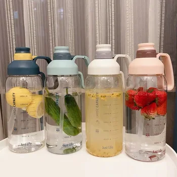 

Eco-Friendly 1800ml Large Capacity Tritan Space Sports Drink kettle Portable Handle Travel My Straw Water Bottle Capacity Scale