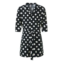 Fashion Polka Dot Men Rompers Jumpsuit Ladies Playsuit 3/4 Sleeve Lace Up Pants Overalls Casual Lapel Streetwear S-5XL INCERUN
