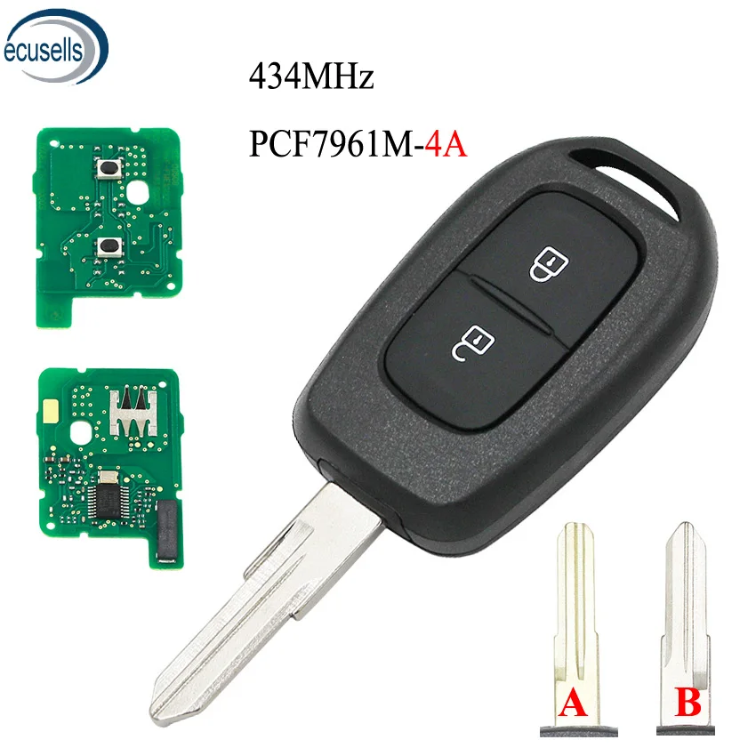 Новый дистанционный ключ с 2 кнопками 434 МГц чипом 4A PCF7961M для Renault Sandero Dacia Logan