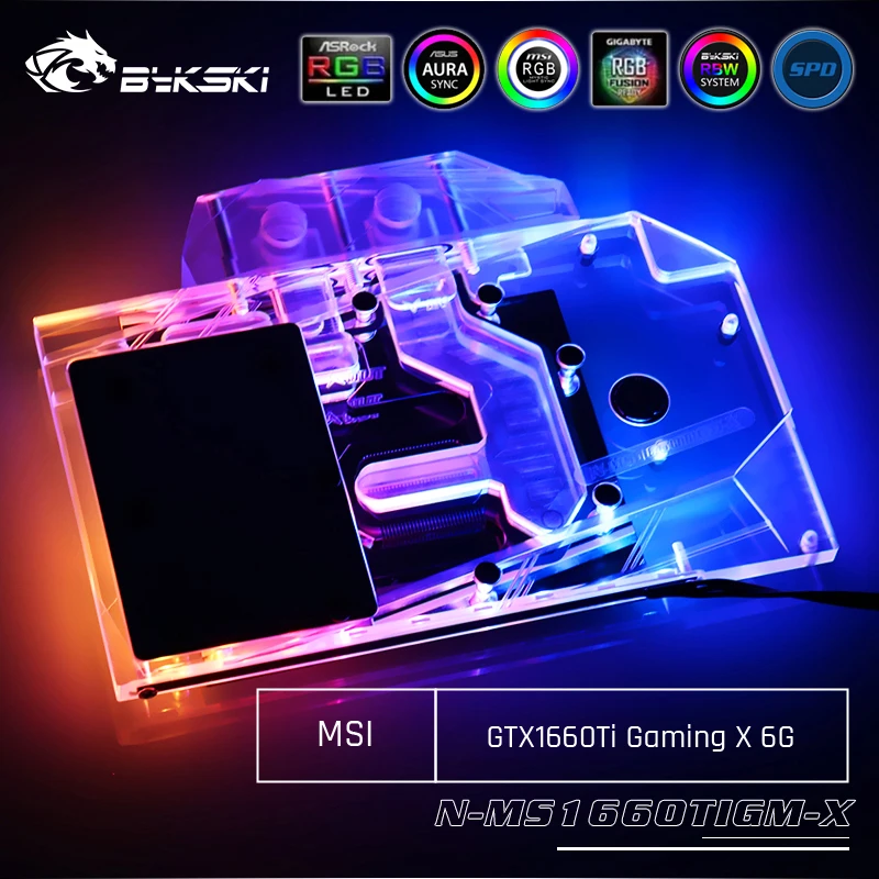 Bykski N-MS1660TIGM-X полноэкранная видеокарта блок водяного охлаждения для MSI GTX1660Ti Gaming X 6G