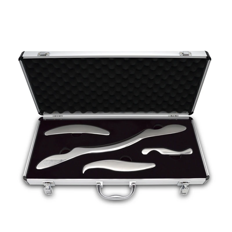 

4-Piece Stainless Steel Scraping Tool Chinese Traditional Scraping Plate Scraping Board Body Massage Treatment Tool