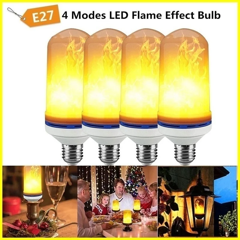 

LED Flame Effect Fire Light Bulb E27 Creative Flickering Emulation Decorative Atmosphere Light Home Decor Lamp