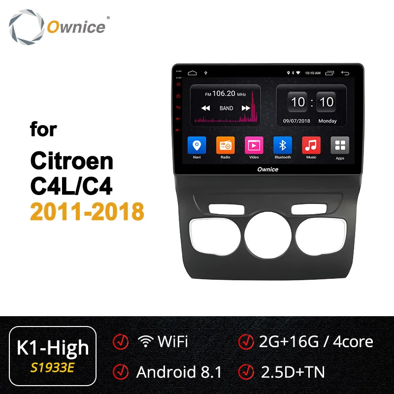 S1933 K1-High Ownice k3 k5 k6 Android 9,0 Автомобильный gps Navi плеер стерео для Citroen C4 C4L 2011- Восьмиядерный радио головное устройство 4G LTE DSP SPDIF - Цвет: S1933 K1-High