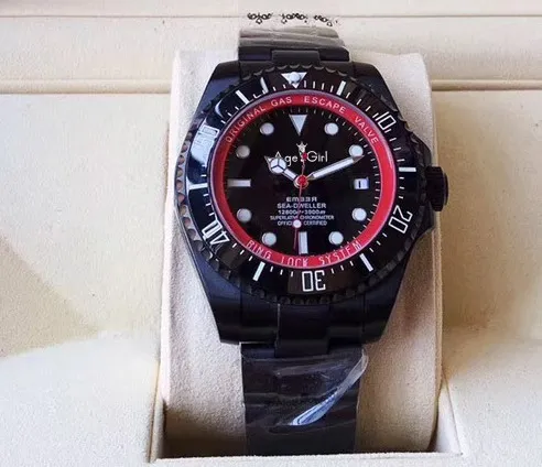 

Luxury Brand New Men Ceramic Bezel Stainless Steel Automatic Mechanical Full Black Red Sapphire Sport Limited Watch 44mm AAA+