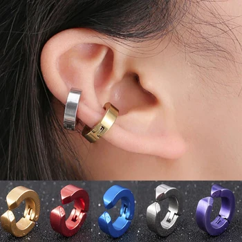 

Clip-on Fake Stainless Steel Earrings No Pierced Non-piercing Earcuff Ear Clip Earrings Without Piercing Street Pop Punk Jewelry
