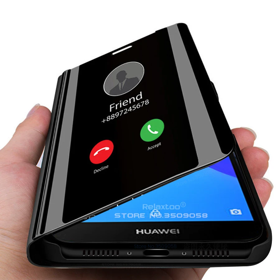 

smart mirror flip case for huawei y5 lite y6 y7 prime y9 2018 cover cases for huawei y9 y7 y6 prime y5 2019 stand case y 5 6 7 9