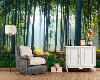 

Papel de parede morning with sunlight in the forest 3d wallpaper mural,living room sofa TV wall bedroom wall paper home decor