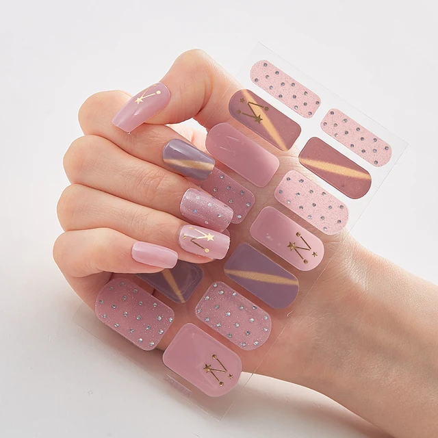 Four Sorts of Nail Stickers Fashion Nail Wraps Self Adhesive Manicure Decoracion Nail Strips Nail Sticker Set Nail Art DQ3-14