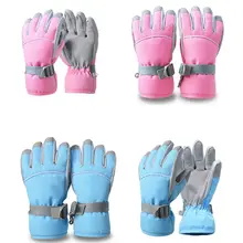 Зимние водонепроницаемые перчатки для мальчиков и девочек; нескользящие теплые лыжные варежки с плюшевой подкладкой