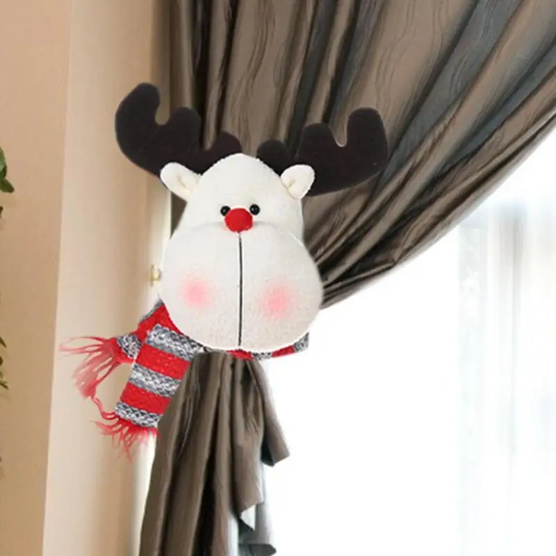 Творческий Рождественский занавес с пряжкой Санта Клаус Снеговик олень стиль эластичный пояс Tieback Крючки Фестиваль дом украшения спальни