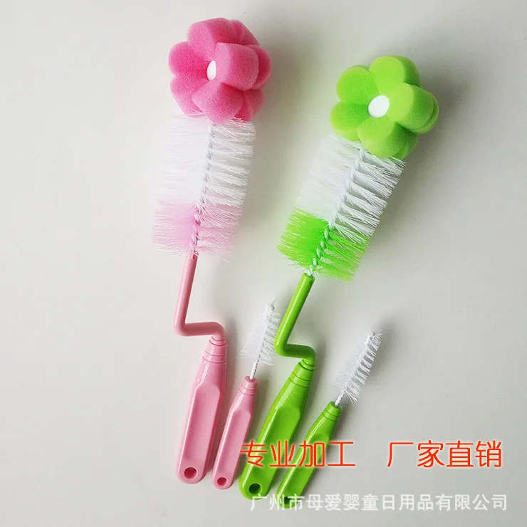 

New Style Feeding Bottle Brush Handle-360-Degree Rotating Petal Sponge Feeding Bottle Brush Teat Brush Straw