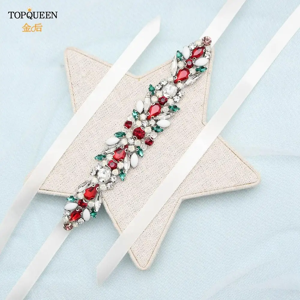 TOPQUEEN S477 цветной пояс с драгоценными камнями свадебные ленты Роскошные Свадебные