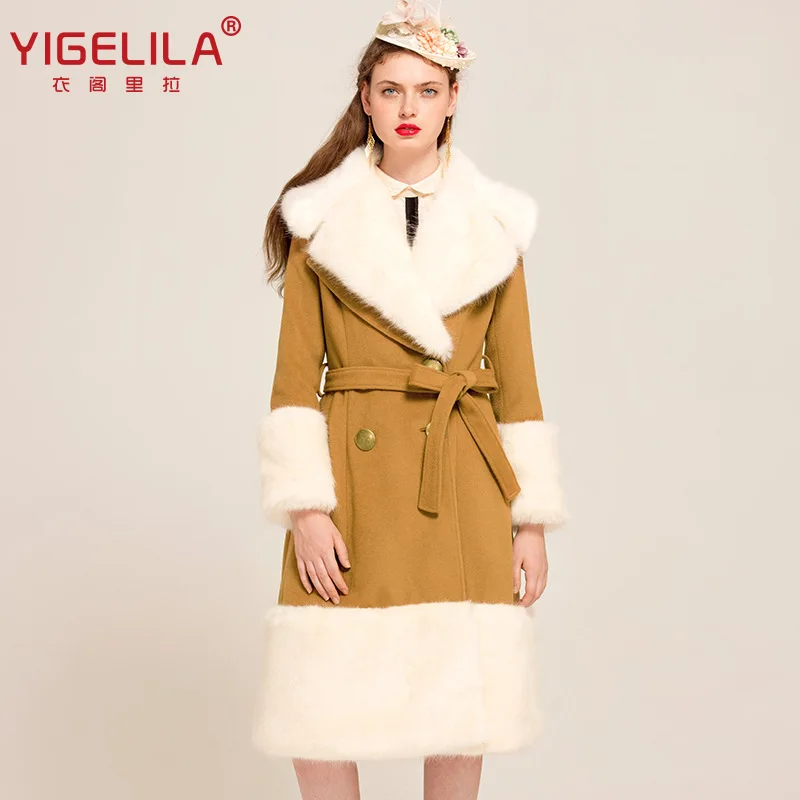 Yigelila Осень и зима новые продукты промышленные верблюжья меховая одежда шерстяная ткань пальто 9457
