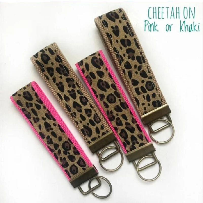 

Wholesale Leopard Keychain Canvas Key Ring With Metal Bag Hook Bag DOM1418