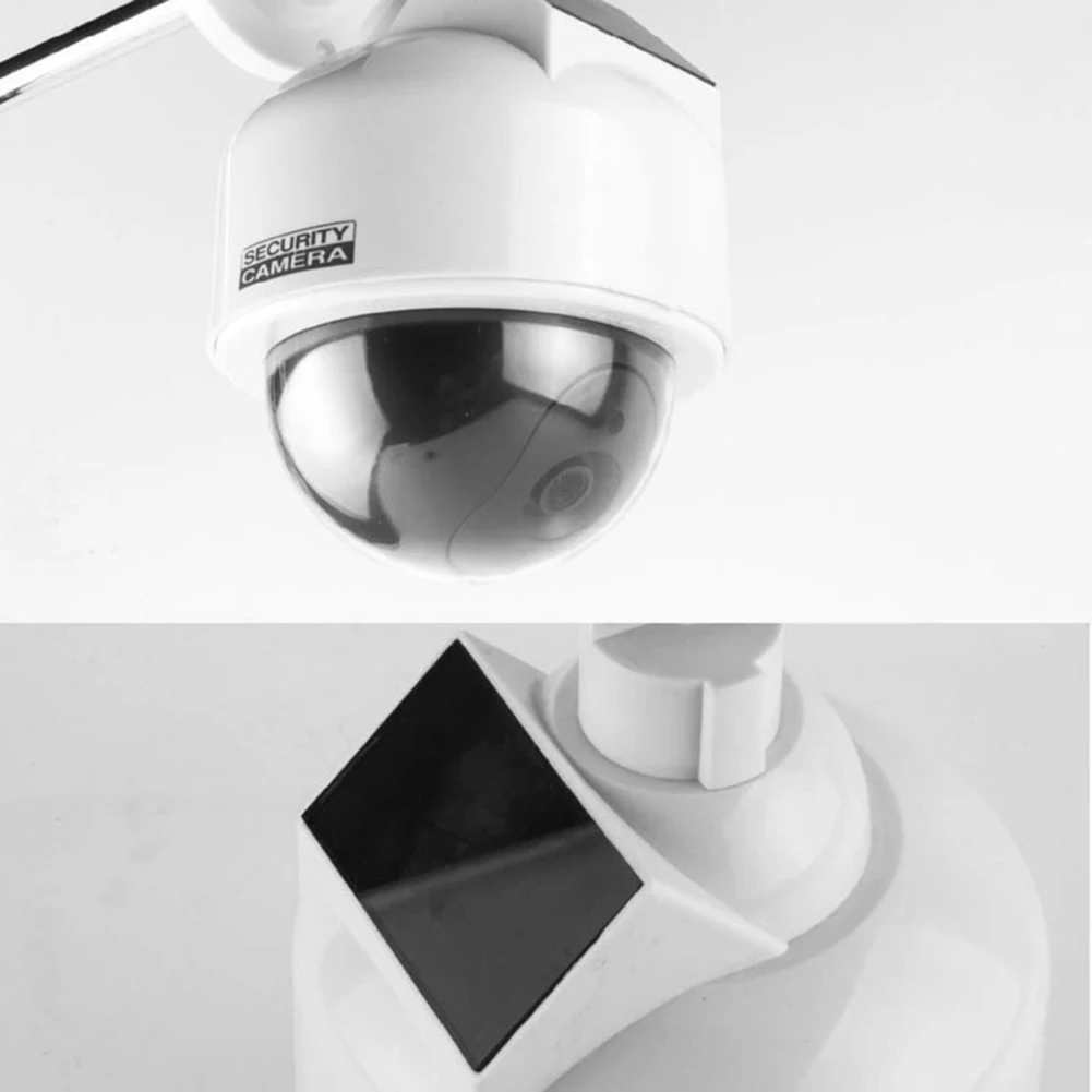 Cámara ficticia falsa de simulación de cúpula para el hogar, luz LED roja con Flash, vigilancia de seguridad simulada para interiores y exteriores