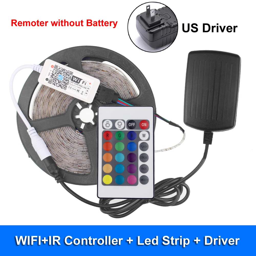 US-IRWF113 2835 Smd Водонепроницаемая 12 В Rgb Светодиодная лента Wifi Пульт дистанционного управления Tiras Светодиодная лента Rgb 12 В светодиодные полосы для кровати - Испускаемый цвет: US-IRWF113
