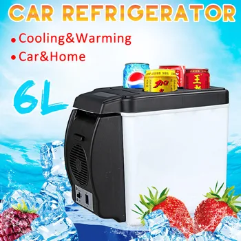 

65W 6L Car Refrigerator Mini Camping Fridge Electric 12V Cooler and Warmer Travel Portable Box Freezer for Auto Truck+US/EU Plug