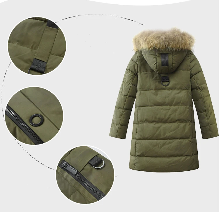 Dollplus/Коллекция года, детские толстые теплые куртки на утином пуху пальто для мальчиков зимняя детская одежда длинная меховая верхняя одежда с капюшоном детская зимняя куртка