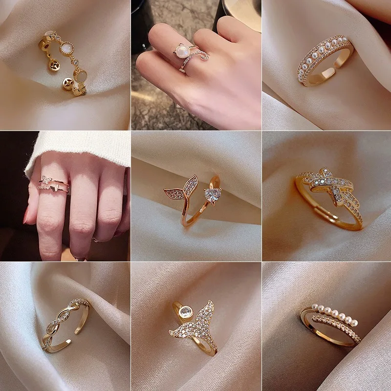 

2020 Wholesale Woven Twist Open Net Red Ring Female Ins Adjustable Joint Index Finger Ring Simple Fashion Personality Ring