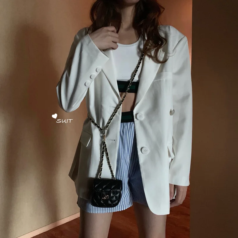 

Autumn 2019 New Style Online Celebrity Loose-Fit Elegant Slimming Suit Jacket Women's Korean-style CHIC Casual White Suit