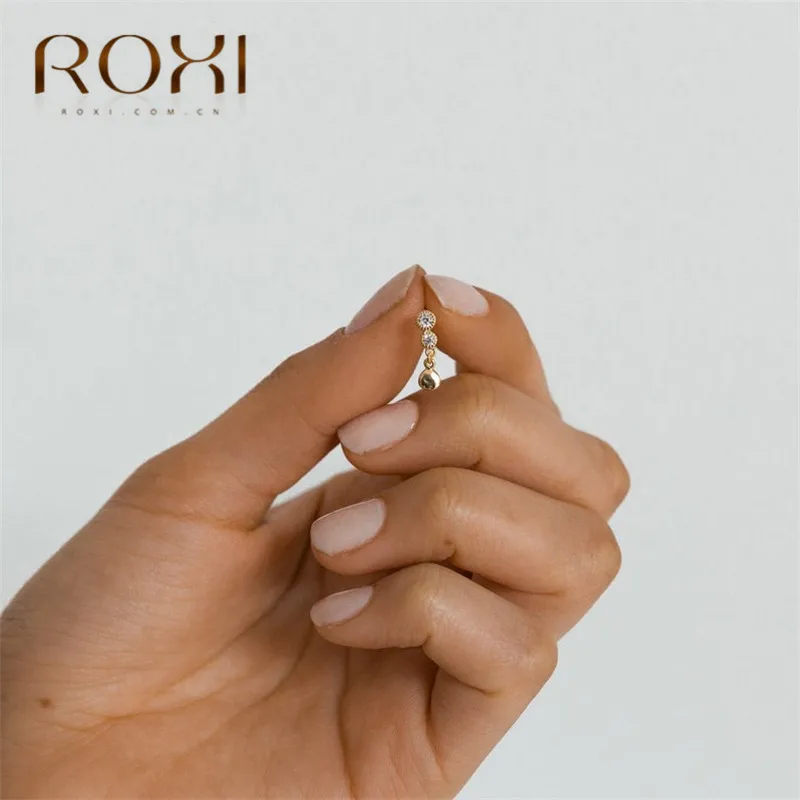 Серьги ROXI из стерлингового серебра 925 пробы, Золотая цепочка, серьги-гвоздики со стразами для женщин, гипоаллергенно, Женские Ювелирные изделия, корейские серьги