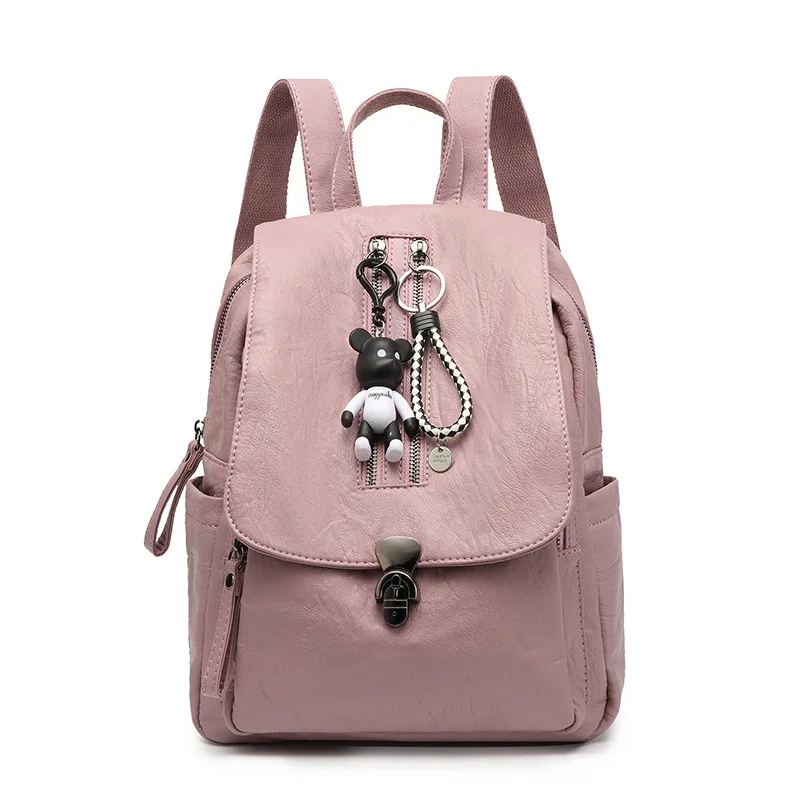 

2019 New Style WOMEN'S Leather Bags Sheepskin Backpack Women's Korean-style Students Versatile Soft Leather Backpack Fashion