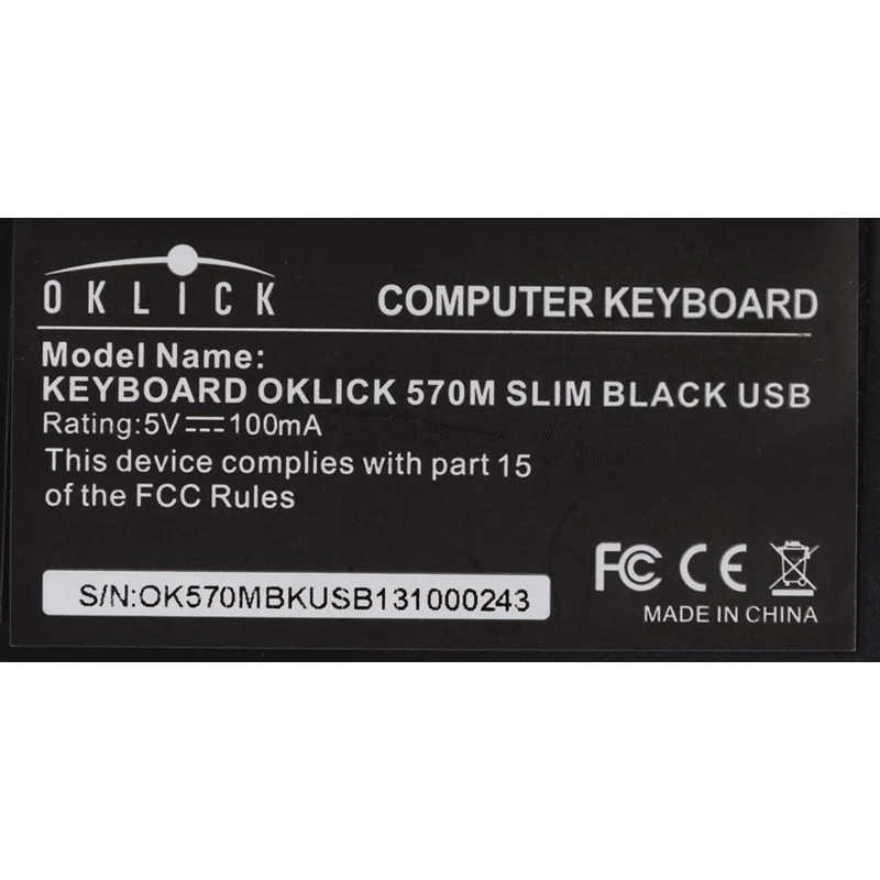 Клавиатура Oklick 570M черный USB slim Multimedia