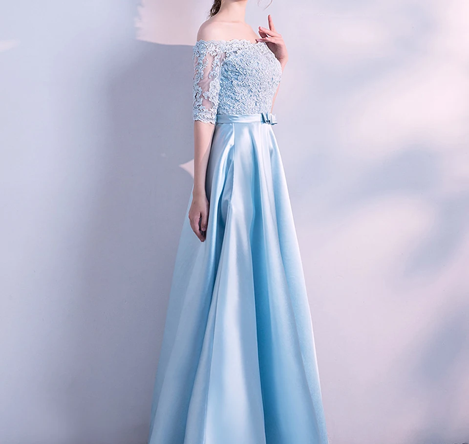 Ламия Robe De Soiree элегантное вечернее платье с длинным 2019 аппликации платье для банкета, вечеринки великолепные атласные вечерние платья vestido