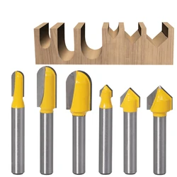 Jeu de mèches de toupie à tige, rainure à 90 degrés pour les outils de travail du bois, rayon Concave, fraise, outils de rainurage du fond du bois, 6 pièces 